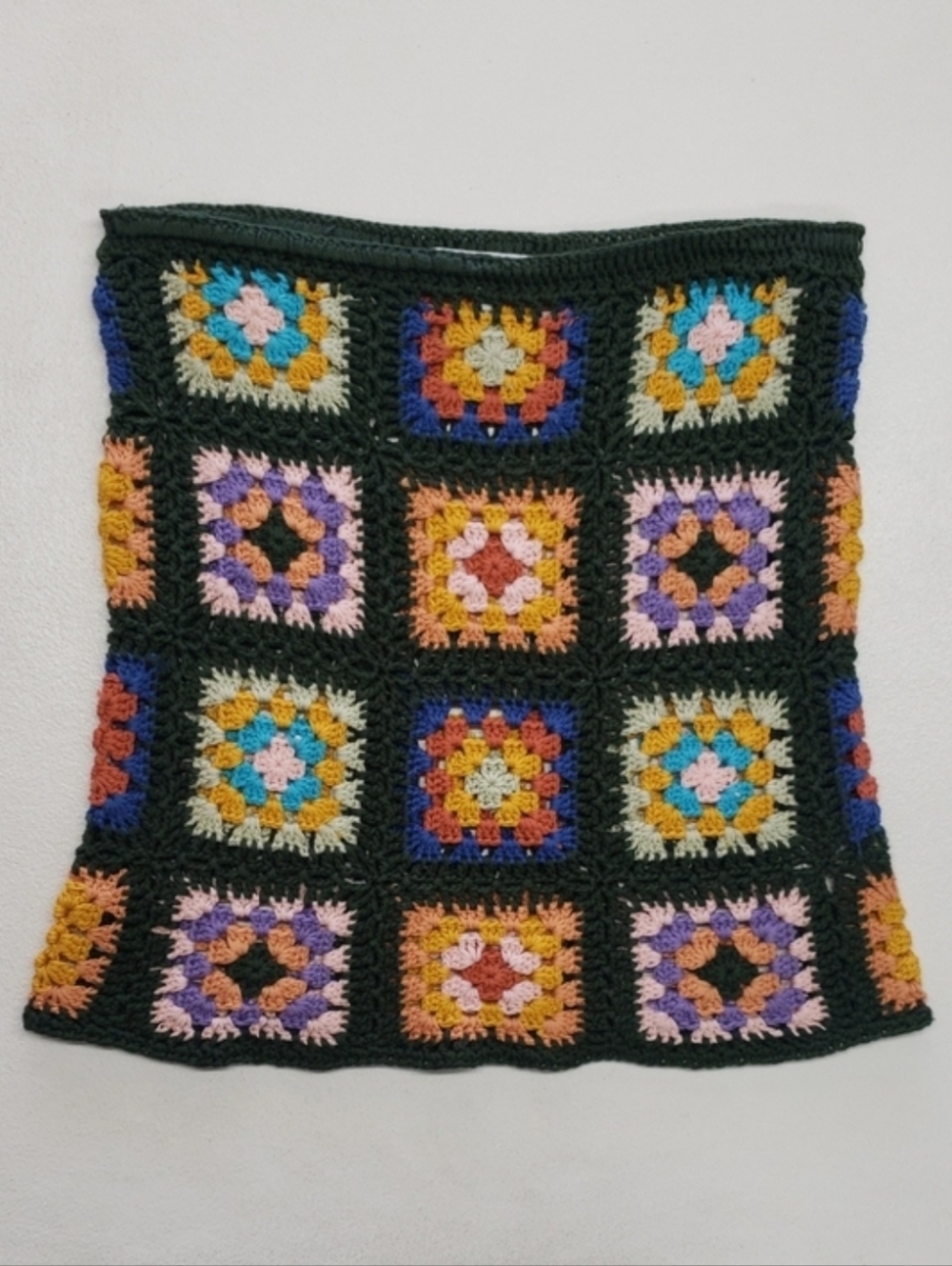 Emery Park Handmade Crochet Granny Square Tube Top in Multi-Color Boho Festival